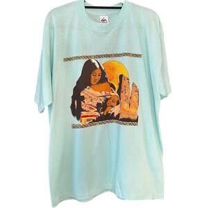 Vintage 80s Native Woman with Baby in Desert Single Stitch Shirt Adult XXL